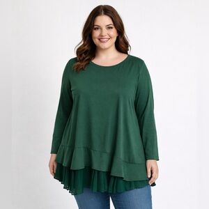 Eloquii tiered ruffled long sleeve tunic tee, size 18/20